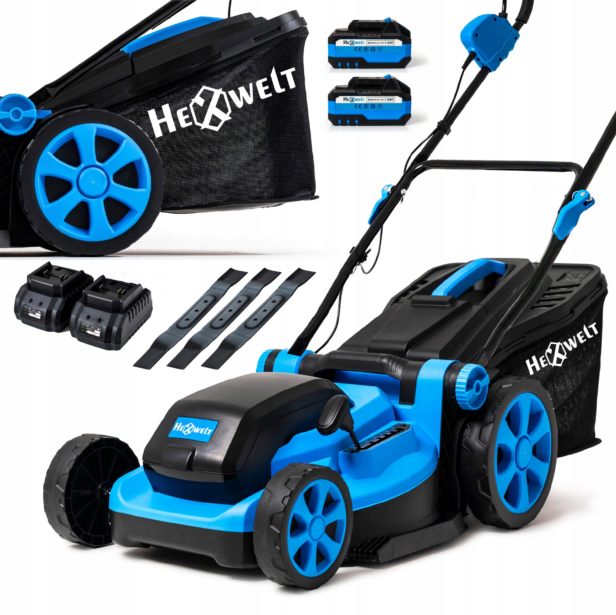 Akumulátorová kosačka na trávu Hexwelt 40 cm